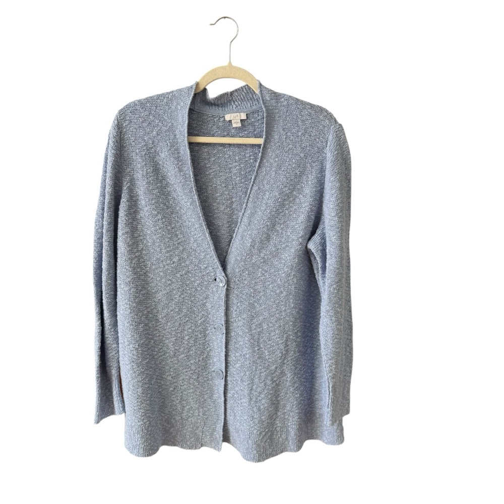 J. Jill Blue Knit Cardigan Sweater XL Lightweight Button Front Soft